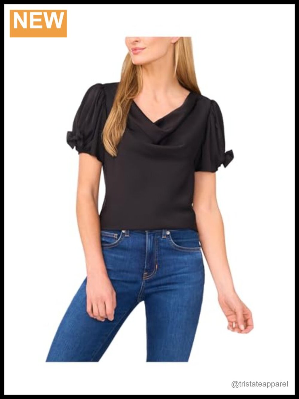 CeCe Cowl Neck Bubble Sleeve Top Womens Blouse 100% Polyester Charmeuse